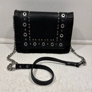 Zara Basic Black Studded Chain Goth Crossbody Bag